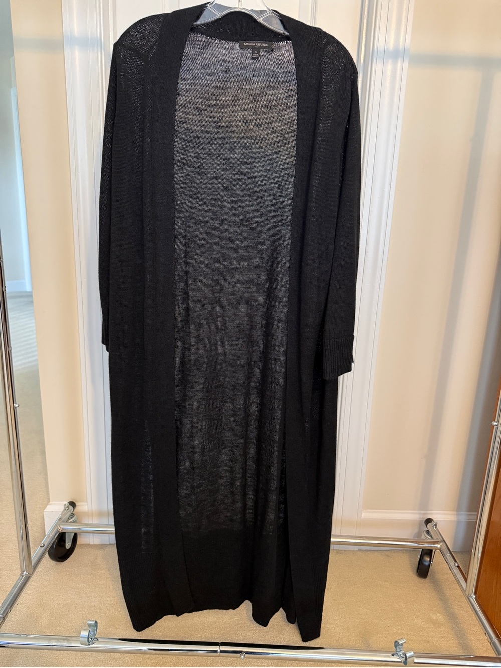 Banana Republic Black Long Open-Front Duster Cardigan